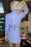 Striped Skirt Set with Button Top