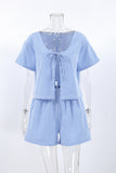 Gingham Button-Front Short Set