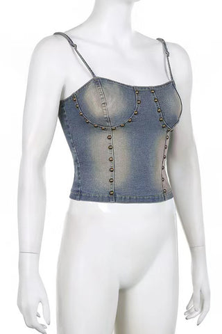 Studded Denim Tank Top