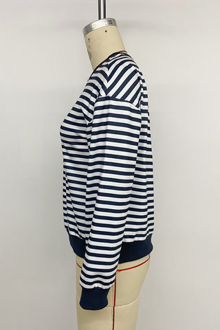 Off-Shoulder Striped Sweatshirt