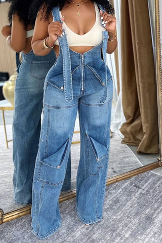 Pocket Detail Denim Jumpsuit