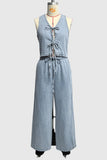 Tie-Front Sleeveless Pants Set