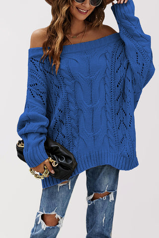 Cable-Knit Off-Shoulder Sweater