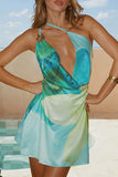 Floral One-Shoulder Draped Dress