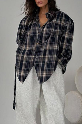 Plaid Button-Front Shirt