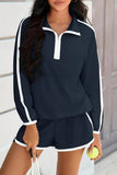Zipper-Front Casual Short Set