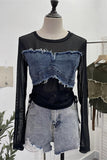 Distressed Layered Mesh T-Shirt