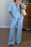 Casual Wide-Leg Pants Set