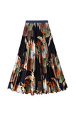 Elegant Pleated Floral Maxi Skirt