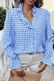 Ruffled Gingham Check Blouse