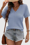 Lace-Trim V-Neck T-Shirt