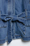 Tie-Waist Denim Jacket