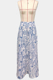 Paisley High-Slit Midi Skirt
