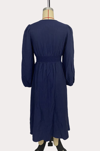 Patterned V-Neck Casual Dress