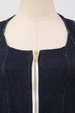 Zip-Front Denim Halter Dress