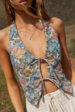 Tie-Front Floral Vest
