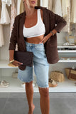 Distressed High-Waist Casual Shorts