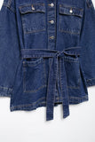 Belted Button-Front Denim Jacket