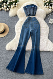 Rhinestone Flare Pants Set