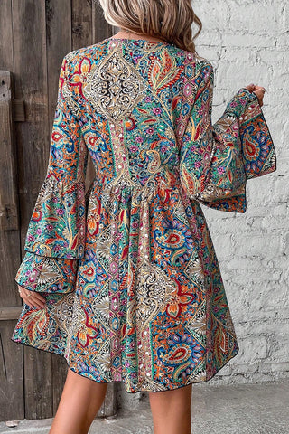 V-Neck Paisley Cocktail Dress