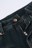 Flared Denim Skirt with Frayed Hem