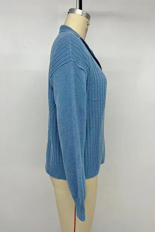 Zip-Front Ribbed Cardigan