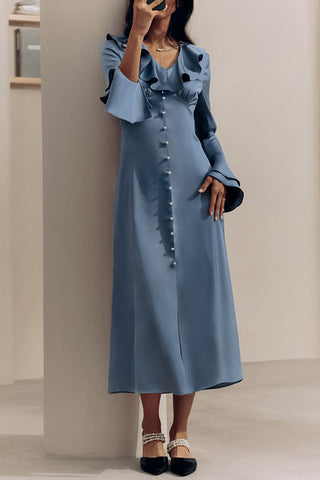 Ruffled Button-Down Casual Dress