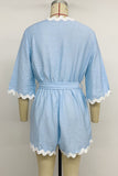 Scalloped Trim Wrap Romper