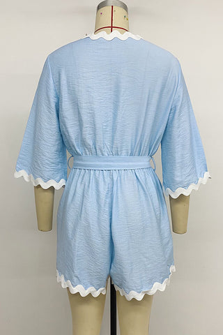 Scalloped Trim Wrap Romper