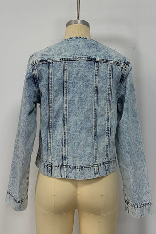 Button-Front Denim Jacket