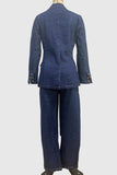 Double-Breasted Denim Pants Set