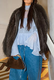Ruffled High-Neck Blouse