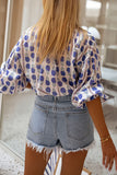 Patterned Button-Up Blouse