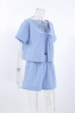 Gingham Button-Front Short Set