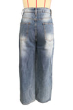 High-Waisted Ripped Straight Jeans