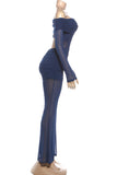 Off-Shoulder Sheer Panel Jumpsuit
