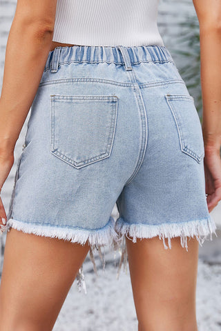 Embellished Fringe Denim Shorts