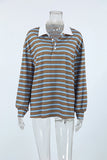 Striped Polo Long Sleeve Top