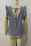 Striped Ruffle Sleeve Tank Top