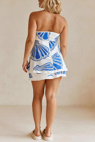 Strapless Shell Printed Two-Piece Set