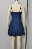 Buttoned Denim Fit-and-Flare Dress