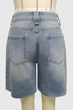 Distressed High-Waist Denim Shorts
