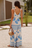 Sleeveless Patterned Jumpsuit with Belt
