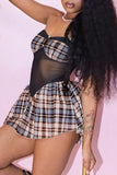 Plaid Cutout Casual Dress