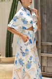 Tie-Front Printed Pants Set
