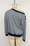 Off-Shoulder Striped Sweatshirt