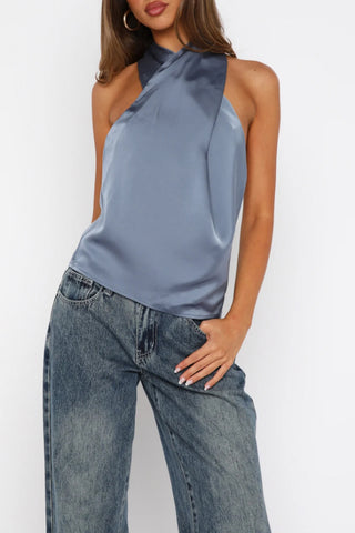 Draped Halterneck Tank Top
