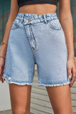 High-Waist Casual Frayed Shorts