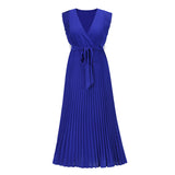 Wrap-Pleated Casual Maxi Dress
