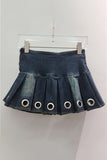 Pleated Grommet Mini Skirt